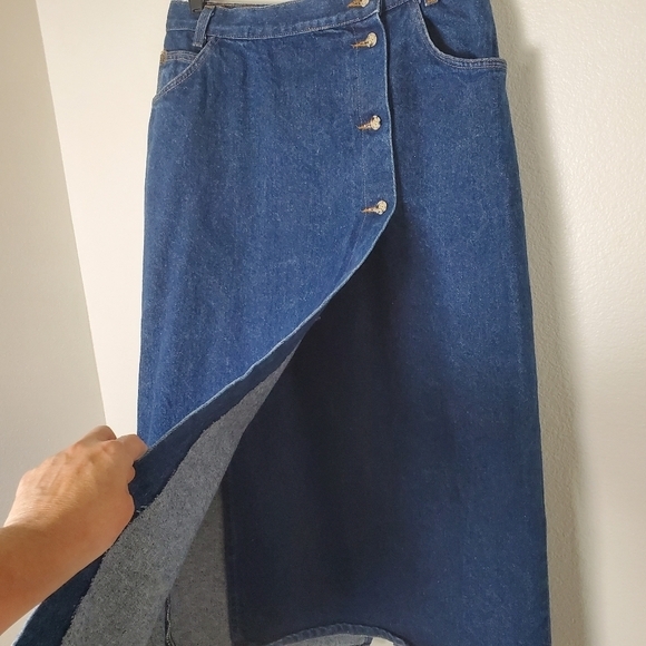 Vivaldi Jeanswear Women's 1980s Vintage Denim‎ Wrap Style Jean Skirt Made In USA - Picture 4 of 11
